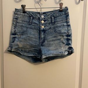 Light wash jean shorts